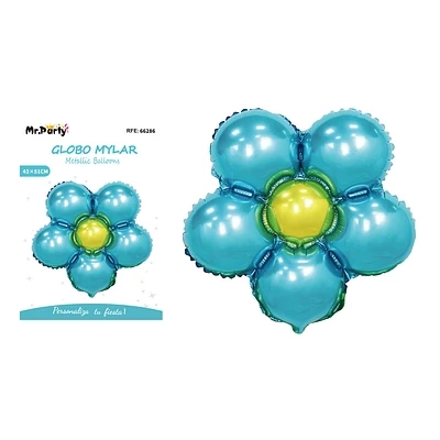 GLOBO METALICO FLOR AZUL 45CM - 1