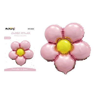 GLOBO METALICO FLOR ROSA 45CM - 1