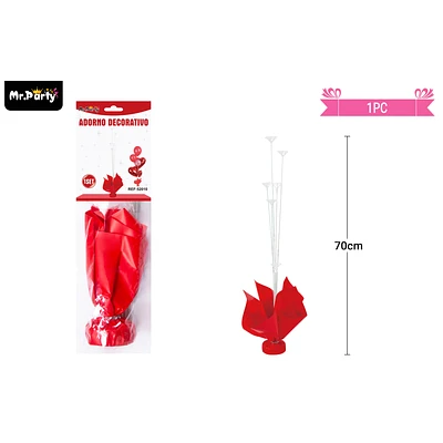 SOPORTE PARA GLOBOS COLOR ROJO CON VARILLAS 70CM - 1