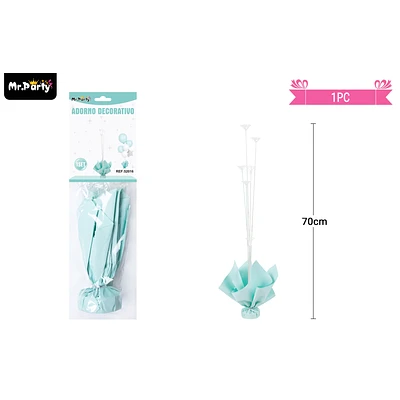 SOPORTE PARA GLOBOS COLOR AZUL TIFFANY CON VARILLAS 70CM - 1