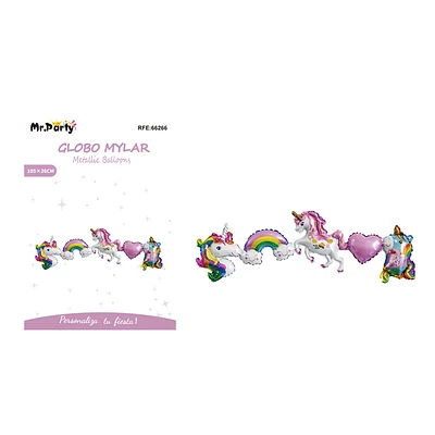 CADENA DE GLOBOS METALICOS UNICORNIO 105*26CM - 1