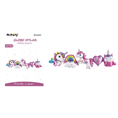 CADENA DE GLOBOS METALICOS UNICORNIO 103*34CM - 1