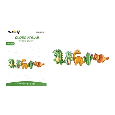 CADENA DE GLOBOS METALICOS DINOSAURIOS 100*36CM - 1