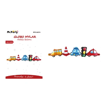 CADENA DE GLOBOS METALICOS AUTOS CARS 103*32CM - 1