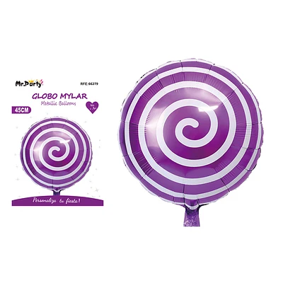 GLOBO METALICO CARAMELO CANDY MORADO 45CM - 1