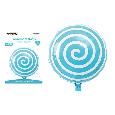 GLOBO METALICO CARAMELO CANDY AZUL 45CM - 1