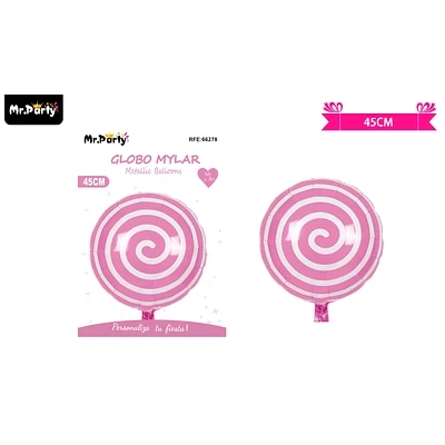 GLOBO METALICO CARAMELO CANDY ROSA 45CM - 1