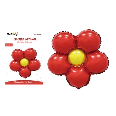GLOBO METALICO FLOR ROJO 45CM - 1