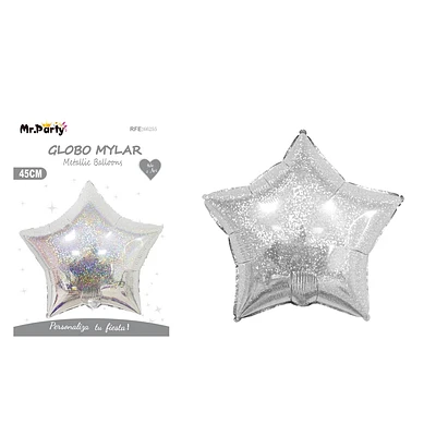 GLOBO HOLOGRAFICO METALIZADA ESTRELLA PLATEADO 45CM - 1