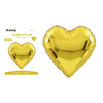 GLOBO METALICO CORAZON DORADO 45CM - 1