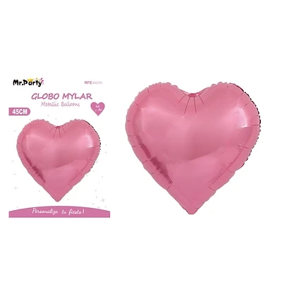 GLOBO METALICO CORAZON ROSA 45CM - 1