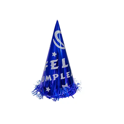 GORRO COTILLON FELIZ CUMPLEAÑOS AZUL 24CM - 2