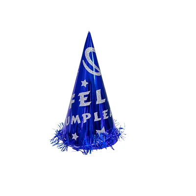 GORRO COTILLON FELIZ CUMPLEAÑOS AZUL 34CM - 2
