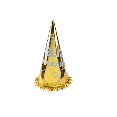 GORRO COTILLON FELIZ CUMPLEAÑOS DORADO 34CM - 2