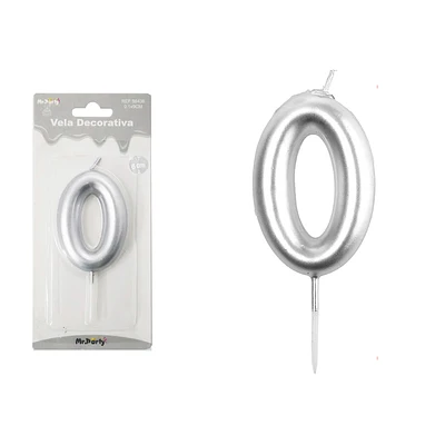 VELA DE NUMERO 0 PLATEADO 3.8*6CM - 2