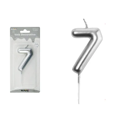 VELA DE NUMERO 7 PLATEADO 3.8*6CM - 2
