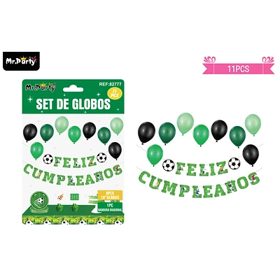 SET DE GLOBOS LATEX Y GUIRNALDA CON FUTBOL 11PCS - 1