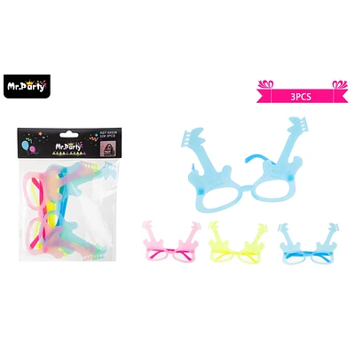 LENTES COTILLON GUITARRA FLUOR COLORES SURTIDOS 3PCS - 1
