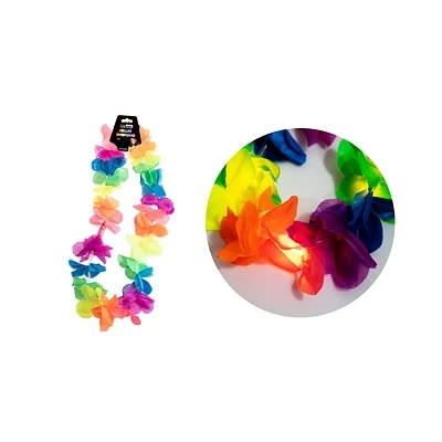 COLLAR COTILLON HAWAIANO CON LUZ MULTICOLOR 48CM - 2