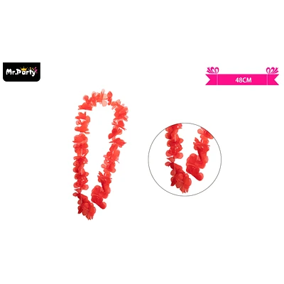 COLLAR COTILLON HAWAIANO ROJO 48CM - 1