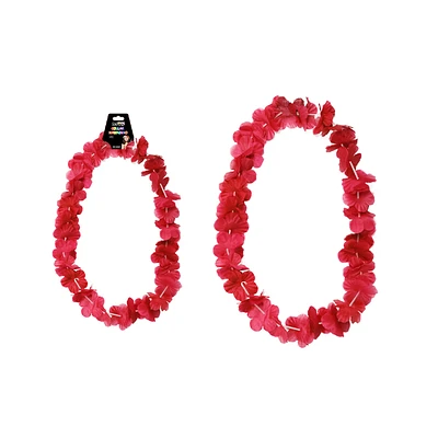 COLLAR COTILLON HAWAIANO ROJO 48CM - 2