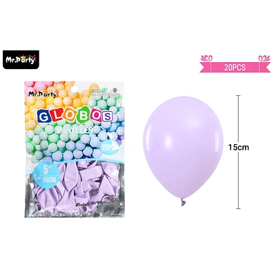 GLOBOS DE LATEX COLOR PASTEL MORADO 15CM 20PCS - 1