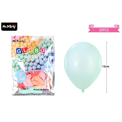 GLOBOS DE LATEX COLOR PASTEL COLORES SURTIDOS 15CM 20PCS - 1
