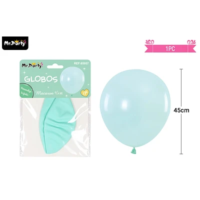 GLOBO DE LATEX COLOR PASTEL AZUL TIFFANY 45CM - 1