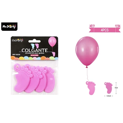 COLGANTE HUELLA ROSA PARA DECORACION DE GLOBOS 4PCS COLOR ALEATORIO - 1