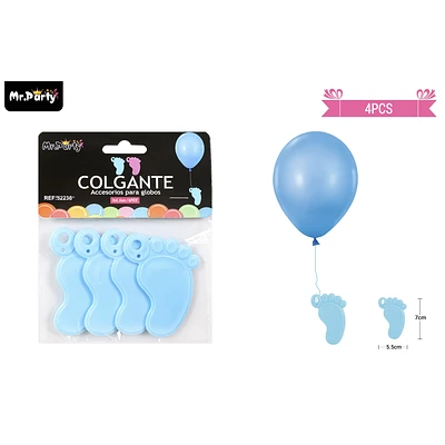 COLGANTE HUELLA AZUL PARA DECORACION DE GLOBOS 4PCS COLOR ALEATORIO - 1
