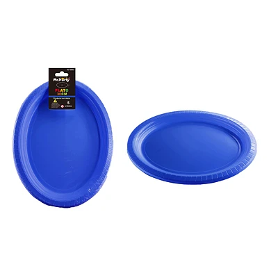 PLATOS PLASTICOS OVALADA AZUL 30*23CM 5PCS - 1