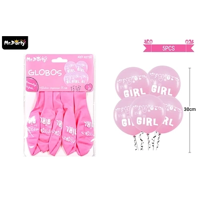 GLOBOS DE LATEX MATE ROSADO BABY SHOWER 30CM 5PCS - 1