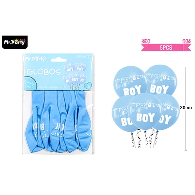 GLOBOS DE LATEX MATE CELESTE BABY SHOWER 30CM 5PCS - 1