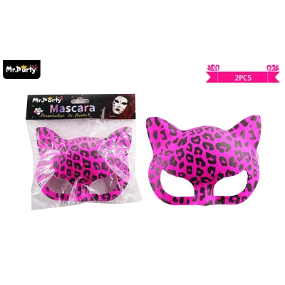 ANTIFAZ DE GATO CON ESTAMPADO FUCSIA DE LEOPARDO - 1