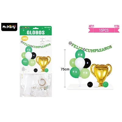 SET DE GLOBOS CON BASE Y GUIRNALDA TROFEO 15PCS - 1