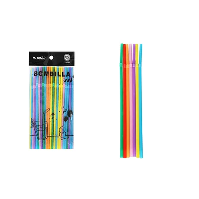 BOMBILLAS DE PLASTICAS FLEXIBLES MULTICOLOR 21CM 100PCS - 1