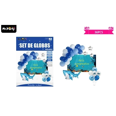 SET DE GLOBOS LATEX DE OCE ANO CON FONDO 36PCS - 1