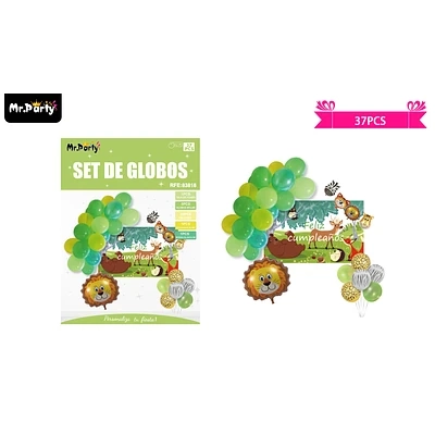 SET DE GLOBOS LATEX DE ANIMALES CON FONDO 37PCS - 1