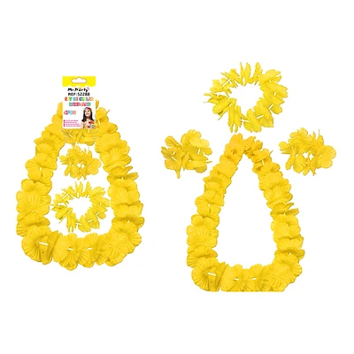 SET DE COLLAR COTILLON HAWAIANO AMARILLO FLUOR 48CM - 1