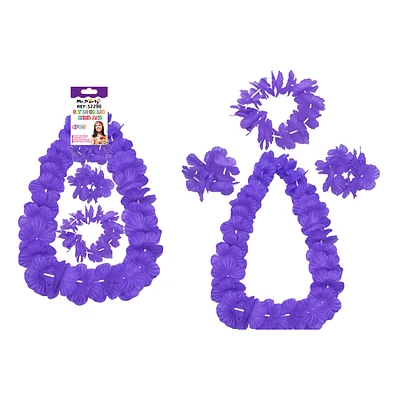 SET DE COLLAR COTILLON HAWAIANO MORADO FLUOR 48CM - 1