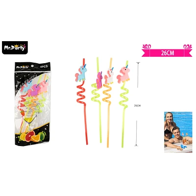 SET DE BOMBILLAS PLASTICAS UNICORNIOS ADORABLES 26CM 4PCS - 1