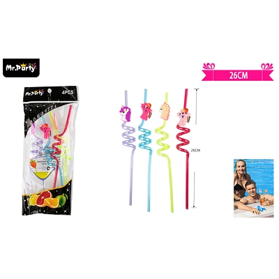 SET DE BOMBILLAS PLASTICAS UNICORNIOS 26CM 4PCS - 1