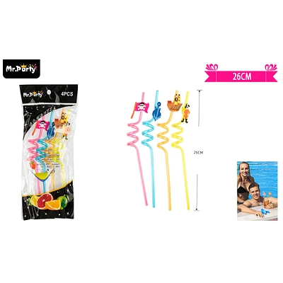 SET DE BOMBILLAS PLASTICAS PIRATAS 26CM 4PCS - 1