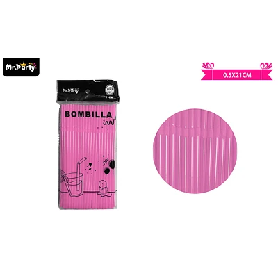 BOMBILLAS DE PLASTICAS FLEXIBLES ROSADO 21CM 100PCS - 1