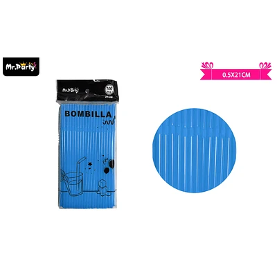 BOMBILLAS DE PLASTICAS FLEXIBLES AZUL 21CM 100PCS - 1