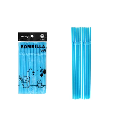 BOMBILLAS DE PLASTICAS FLEXIBLES AZUL 21CM 100PCS - 2