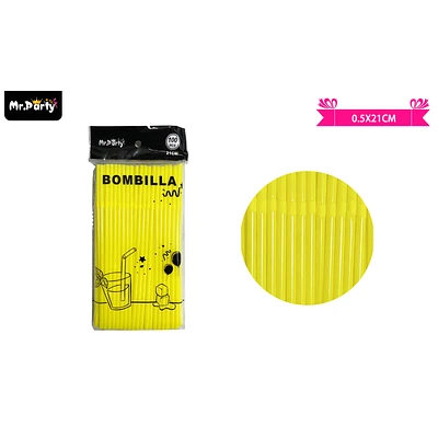 BOMBILLAS DE PLASTICAS FLEXIBLES AMARILLO 21CM 100PCS - 1