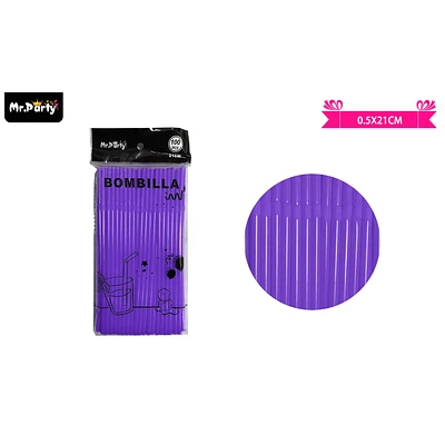 BOMBILLAS DE PLASTICAS FLEXIBLES MORADO 21CM 100PCS - 1