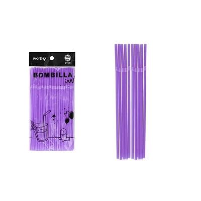 BOMBILLAS DE PLASTICAS FLEXIBLES MORADO 21CM 100PCS - 2