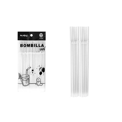 BOMBILLAS DE PLASTICAS FLEXIBLES BLANCO 21CM 100PCS - 1